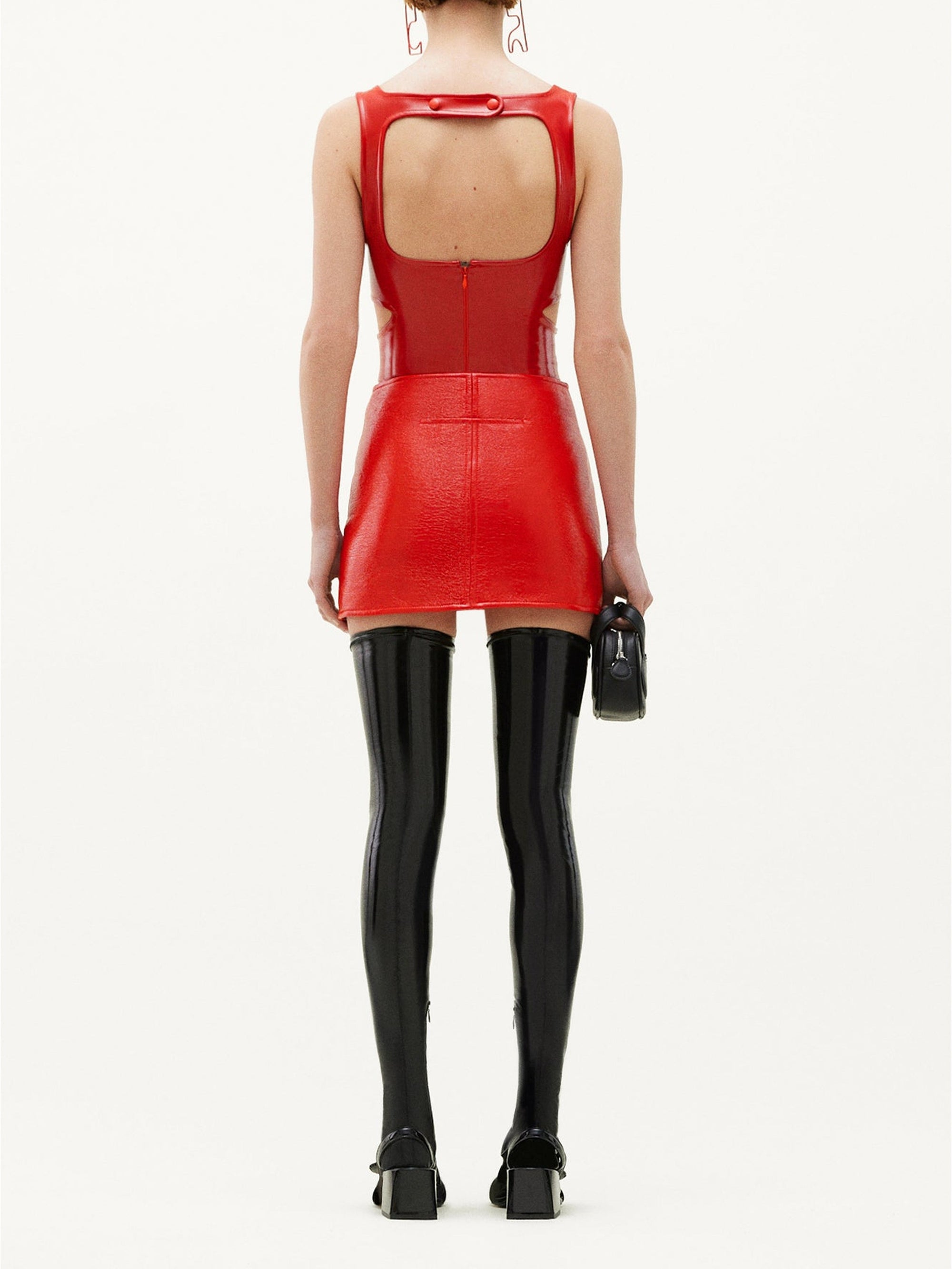 Swallow vinyl Skirt - Red