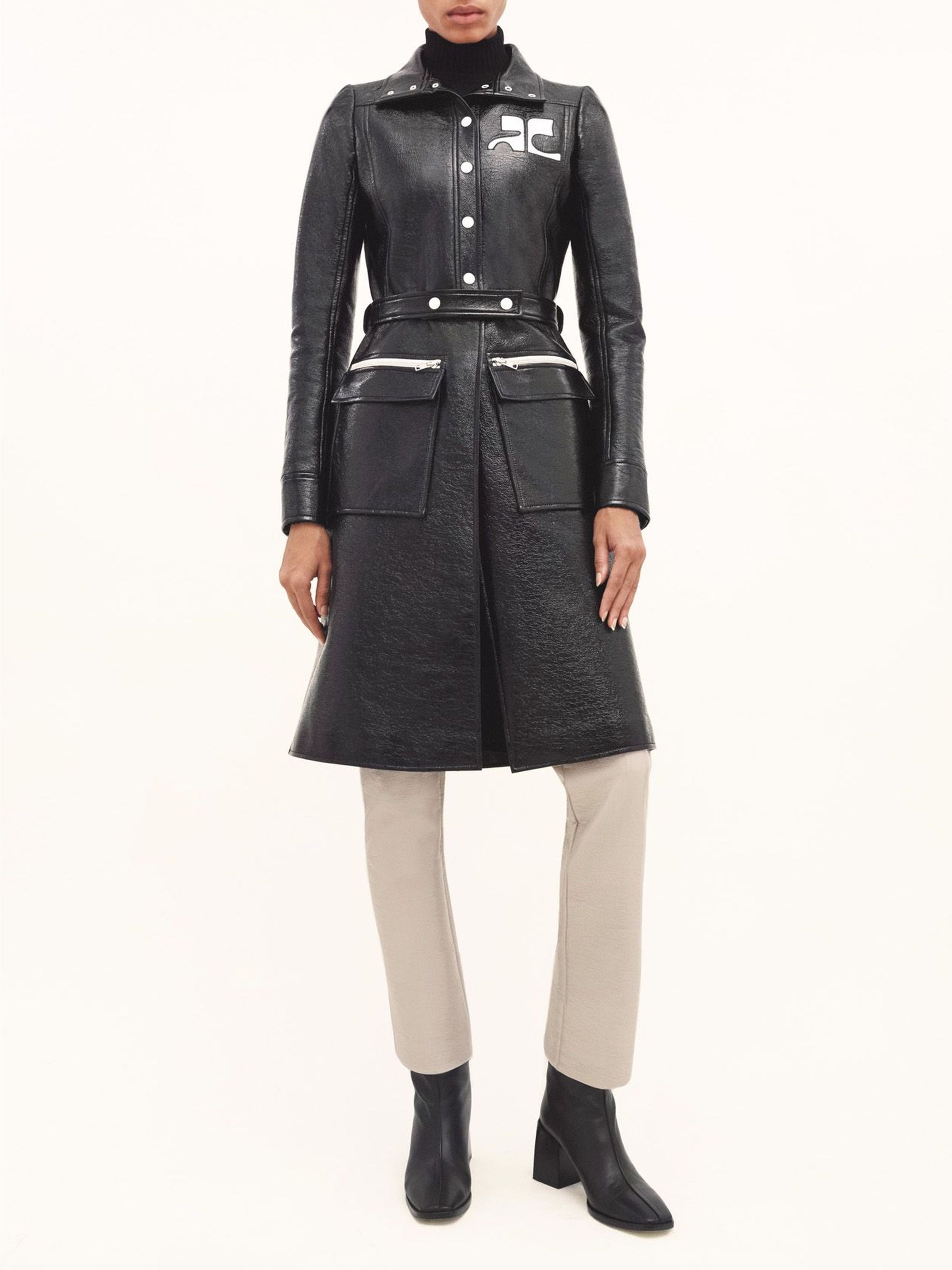 Iconique vinyle Coat - Black