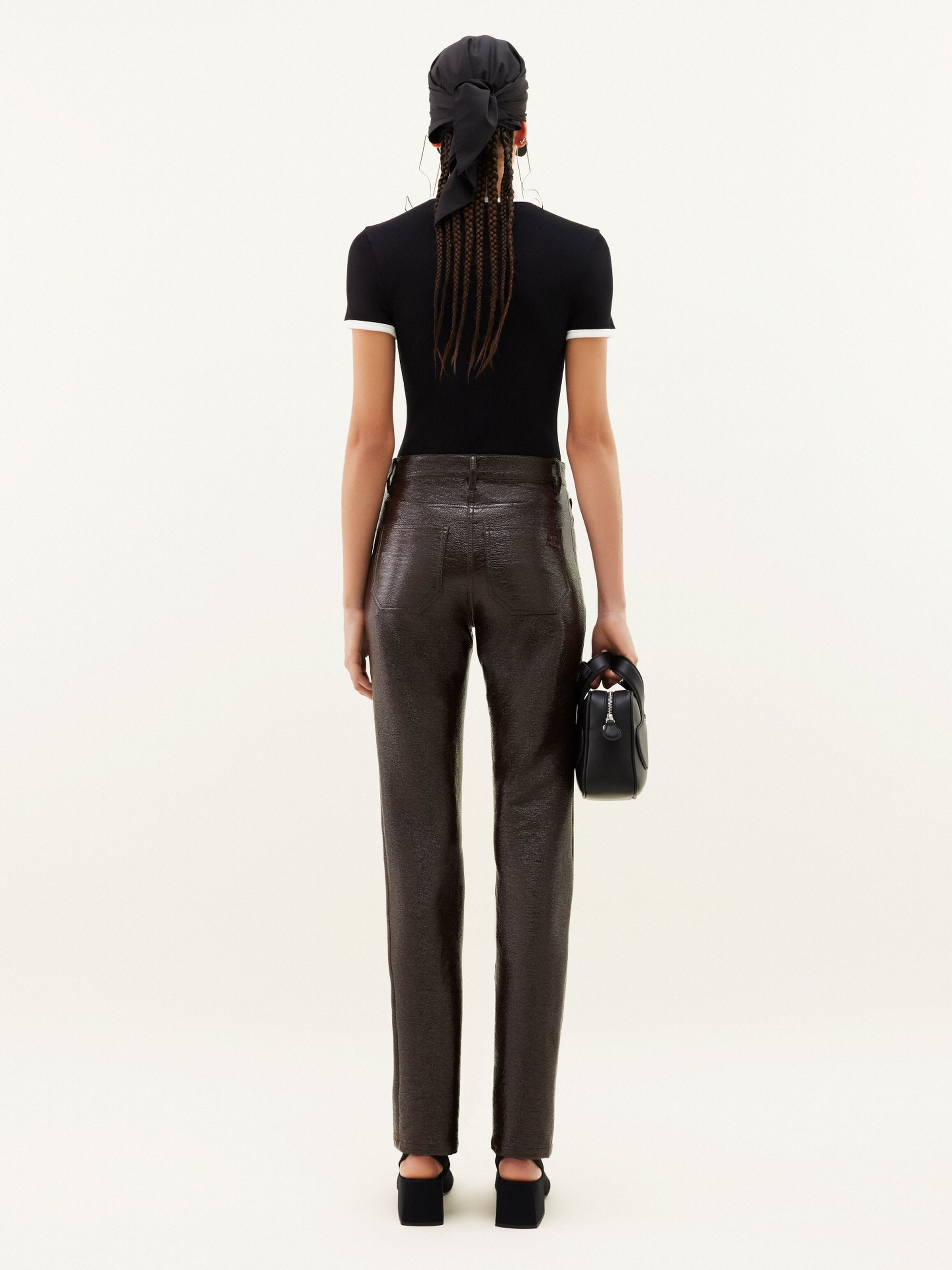 5 pocket vinyl Pant - Brown