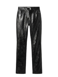Straight cut 5-pocket vinyl Pant - Black