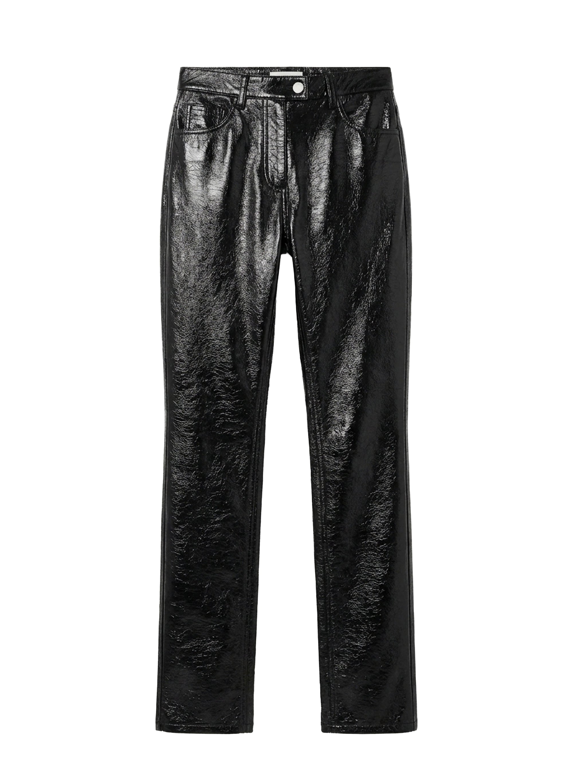 Straight cut 5-pocket vinyl Pant - Black