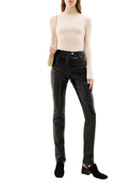 Straight cut 5-pocket vinyl Pant - Black