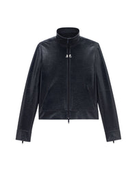 Vinyl knit zipper Jacket - Blue
