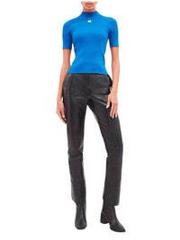 Short-sleeved knitted Sweater - Blue