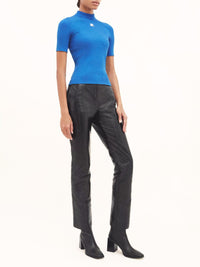 Short-sleeved knitted Sweater - Blue