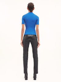 Short-sleeved knitted Sweater - Blue
