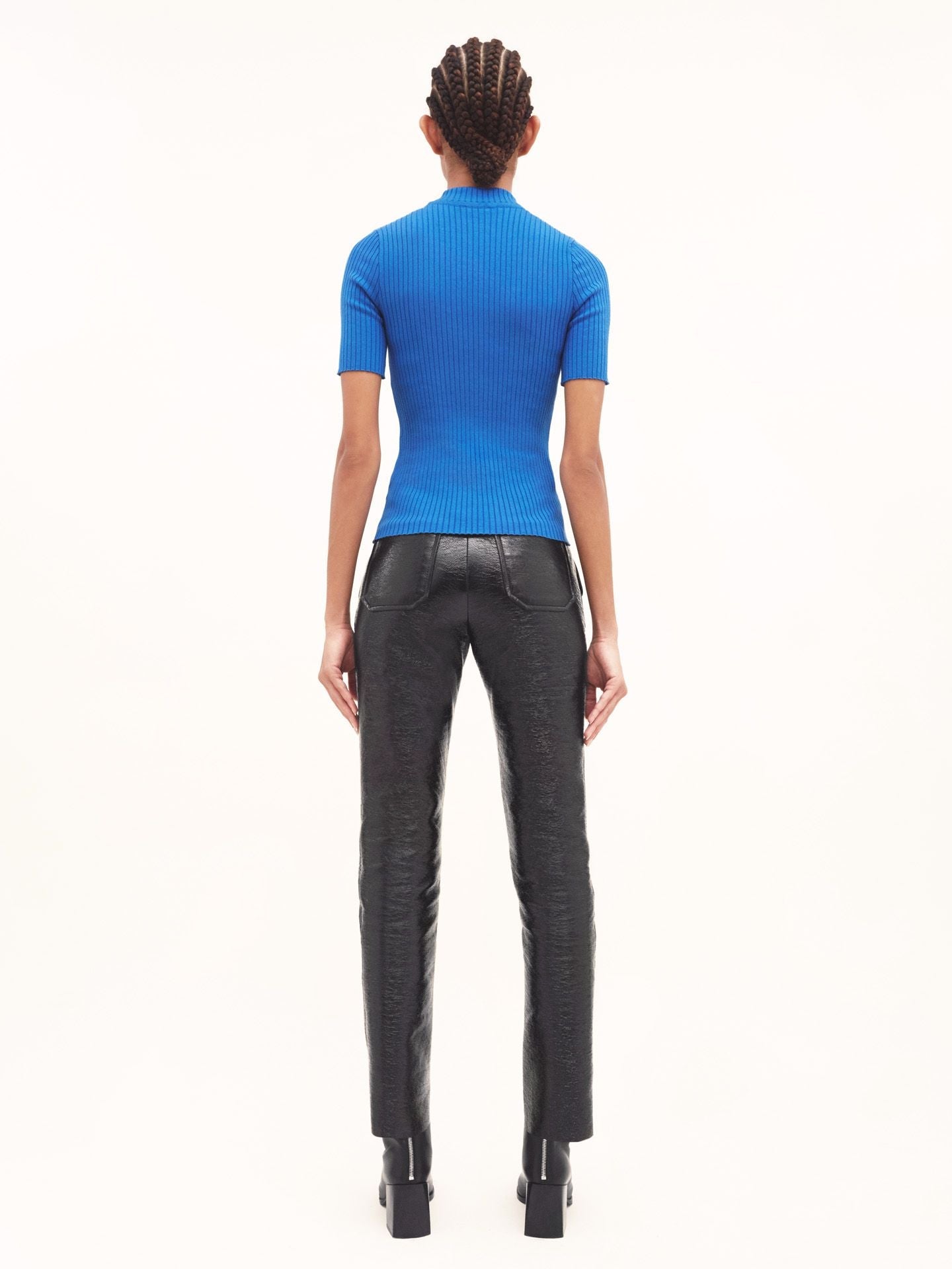 Short-sleeved knitted Sweater - Blue