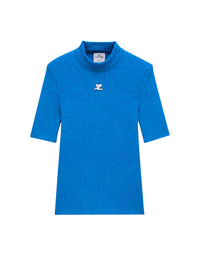 Short-sleeved knitted Sweater - Blue