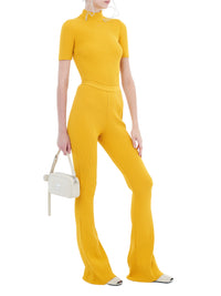 Short sleeves knit Jumper - Ocre