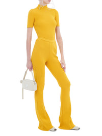 Short sleeves knit Jumper - Yellow