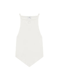 Sleeveless rib knit Top - White