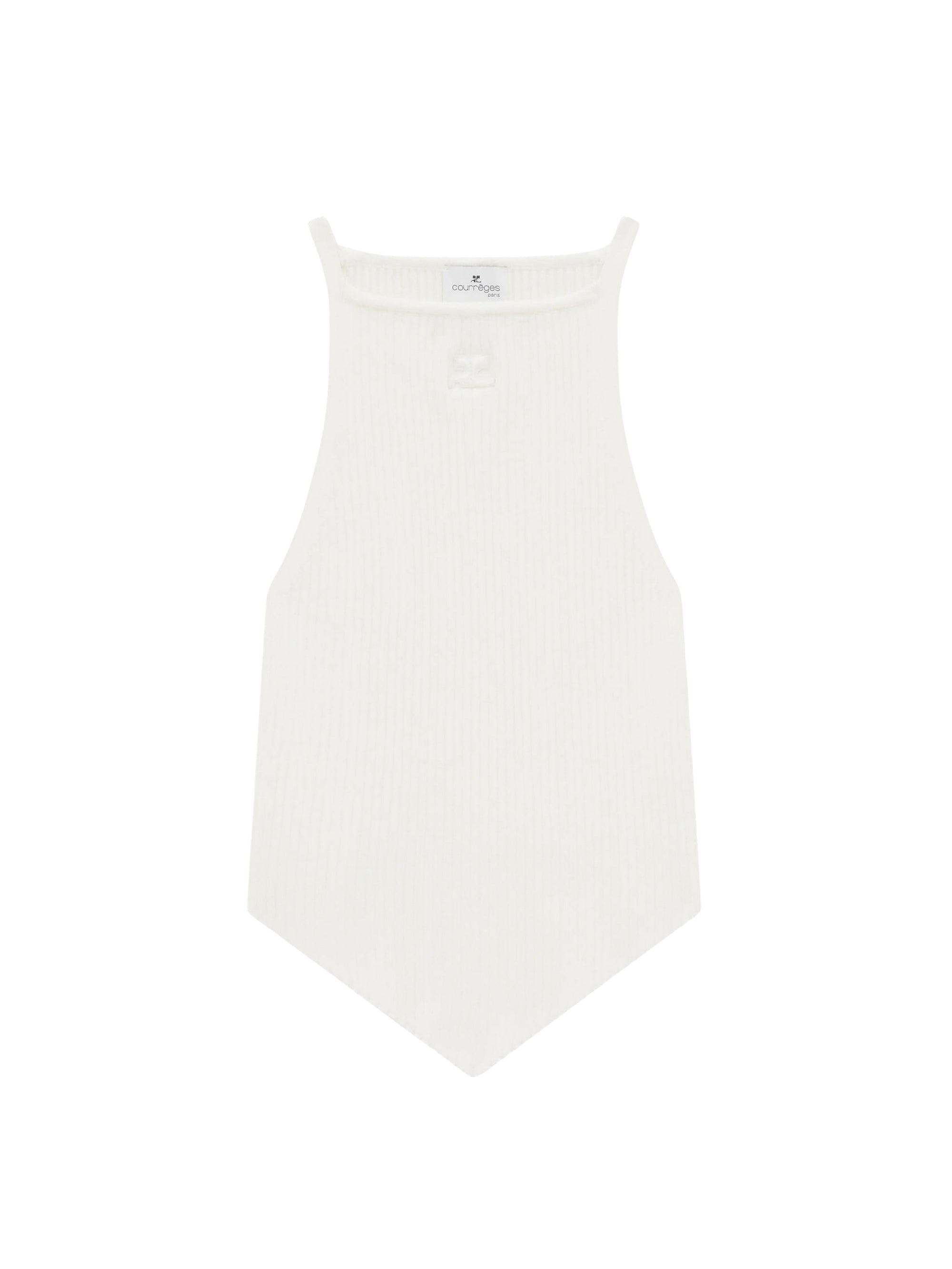 Sleeveless rib knit Top - White