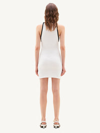 Ribbed contrast Dress - White