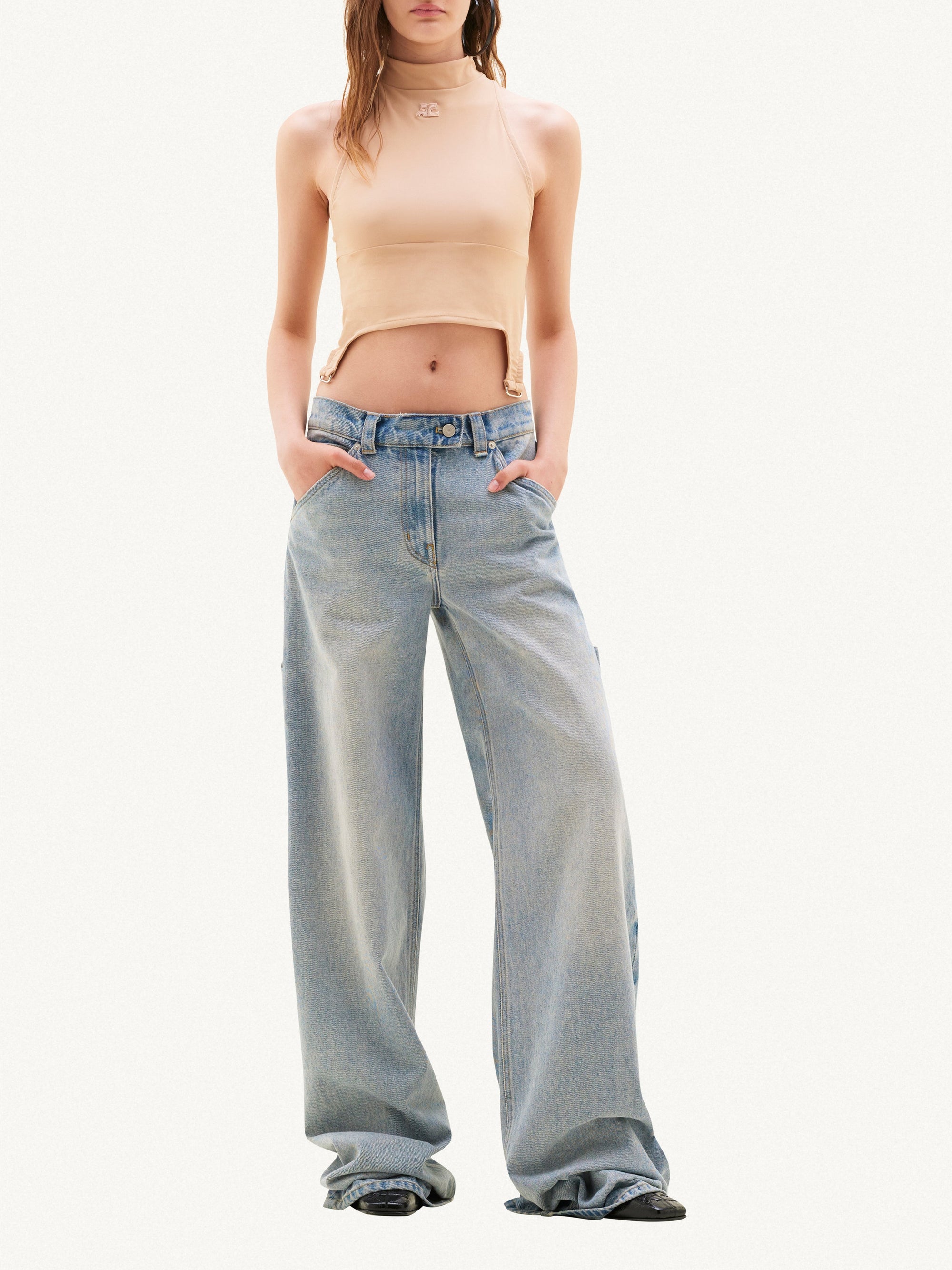 Tech jersey suspenders tank Top - Dune