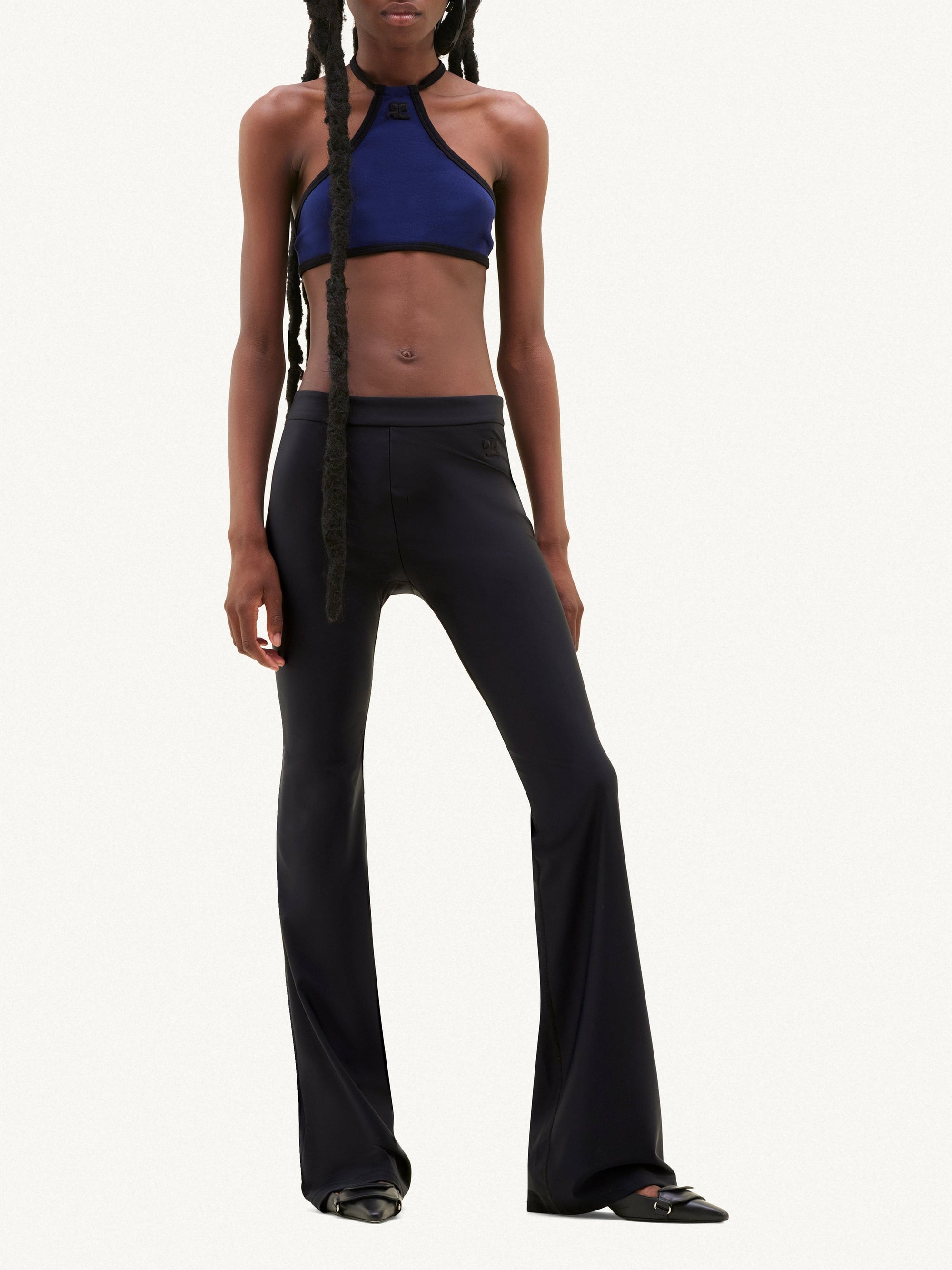Ribbed contrast crop top - Blue