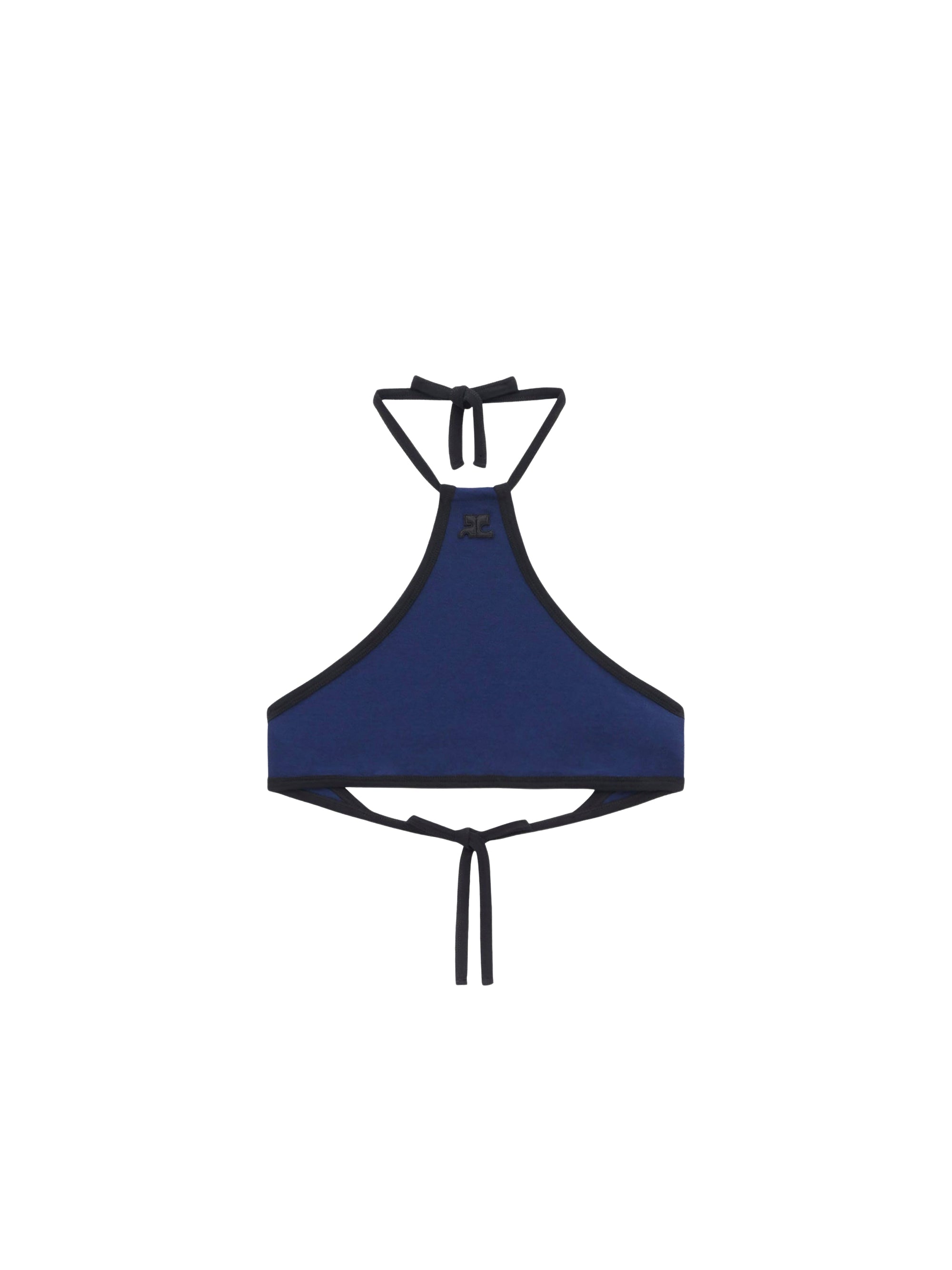 Ribbed contrast crop top - Blue
