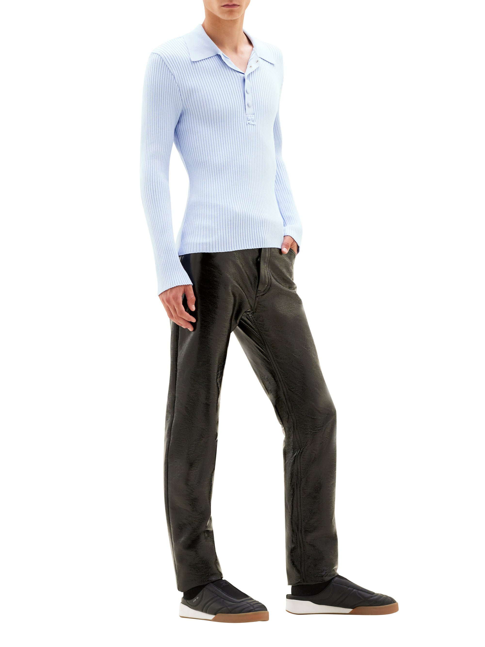 Rib knit ac Polo - Sky