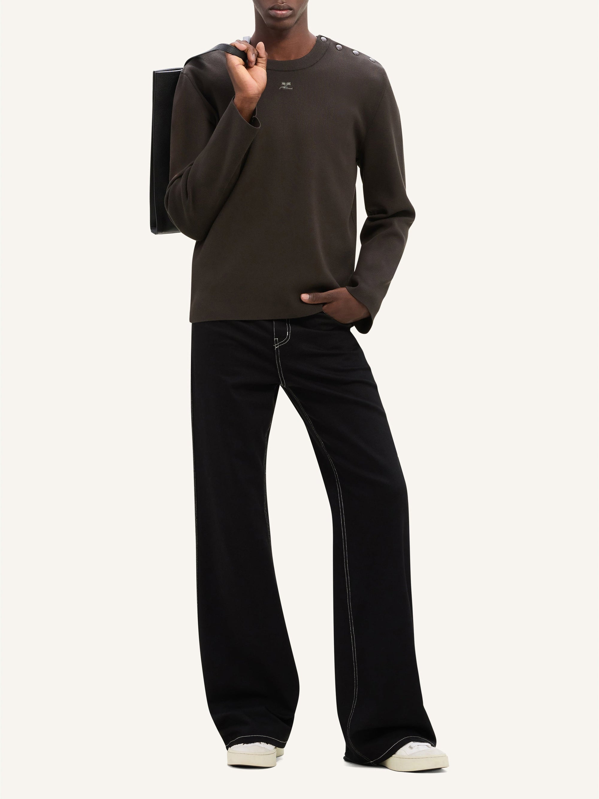 Knit fasteners Sweater - Brown
