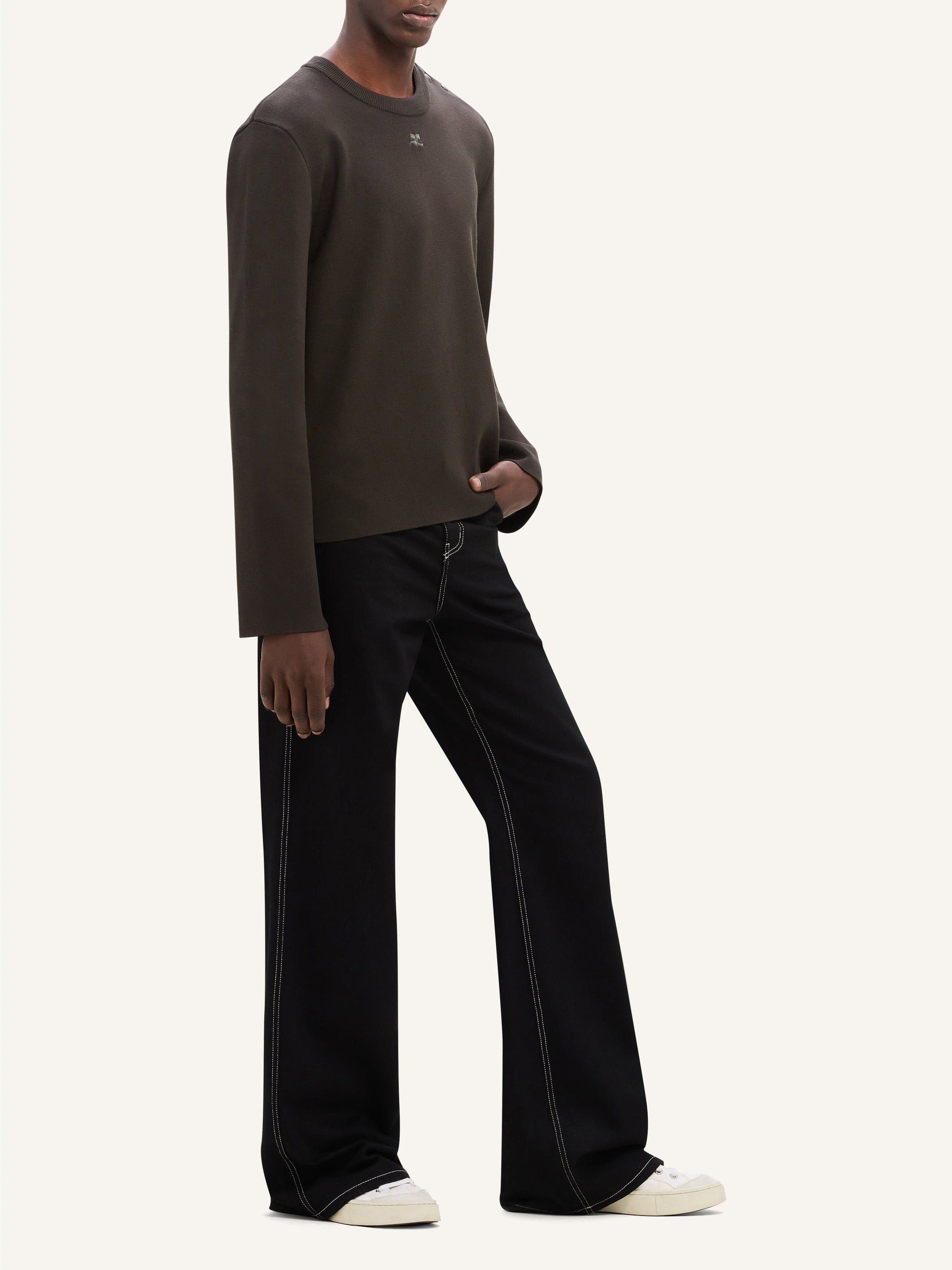 Knit fasteners Sweater - Brown