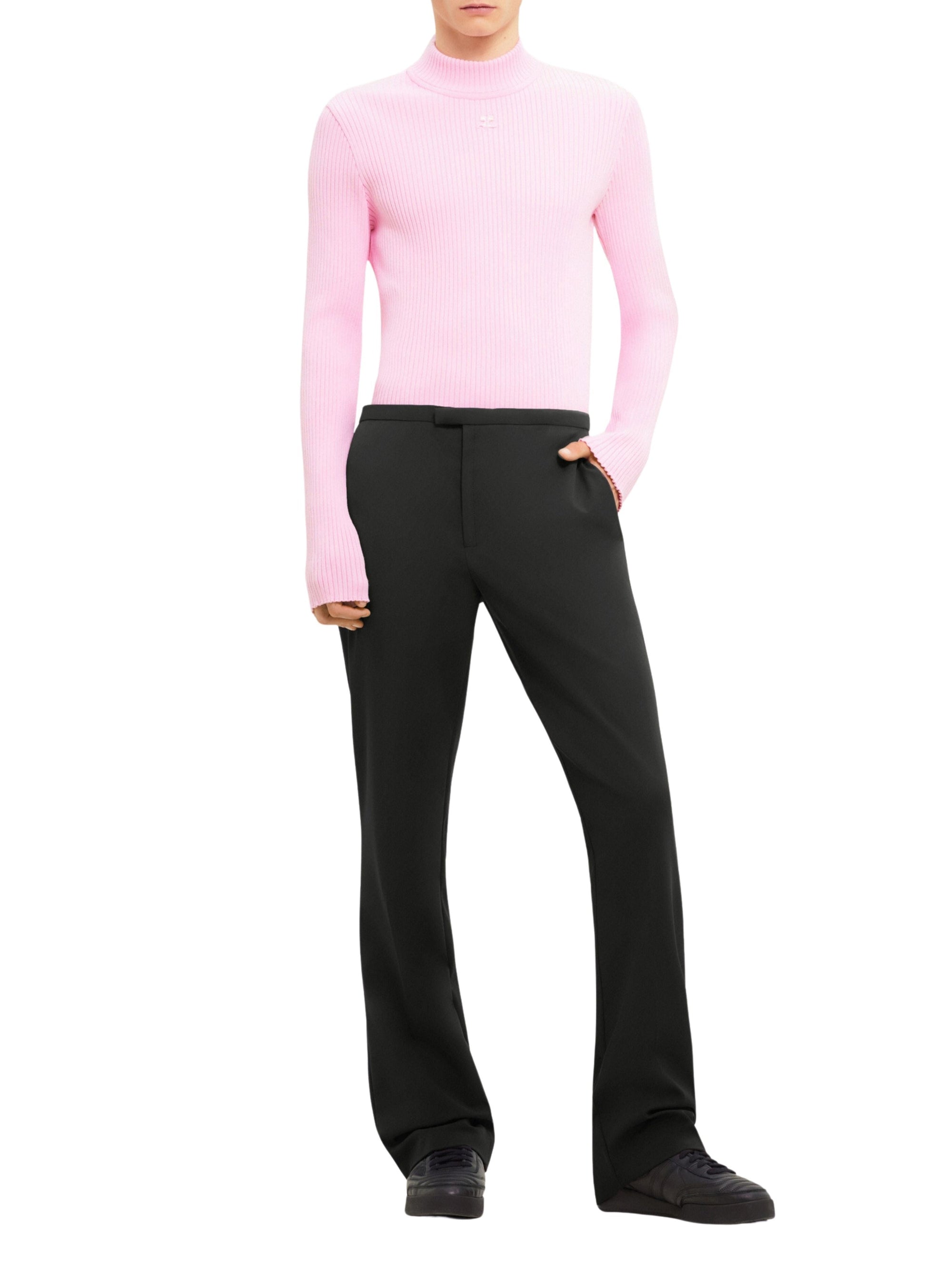 Mockneck rib knit Sweater - Pink