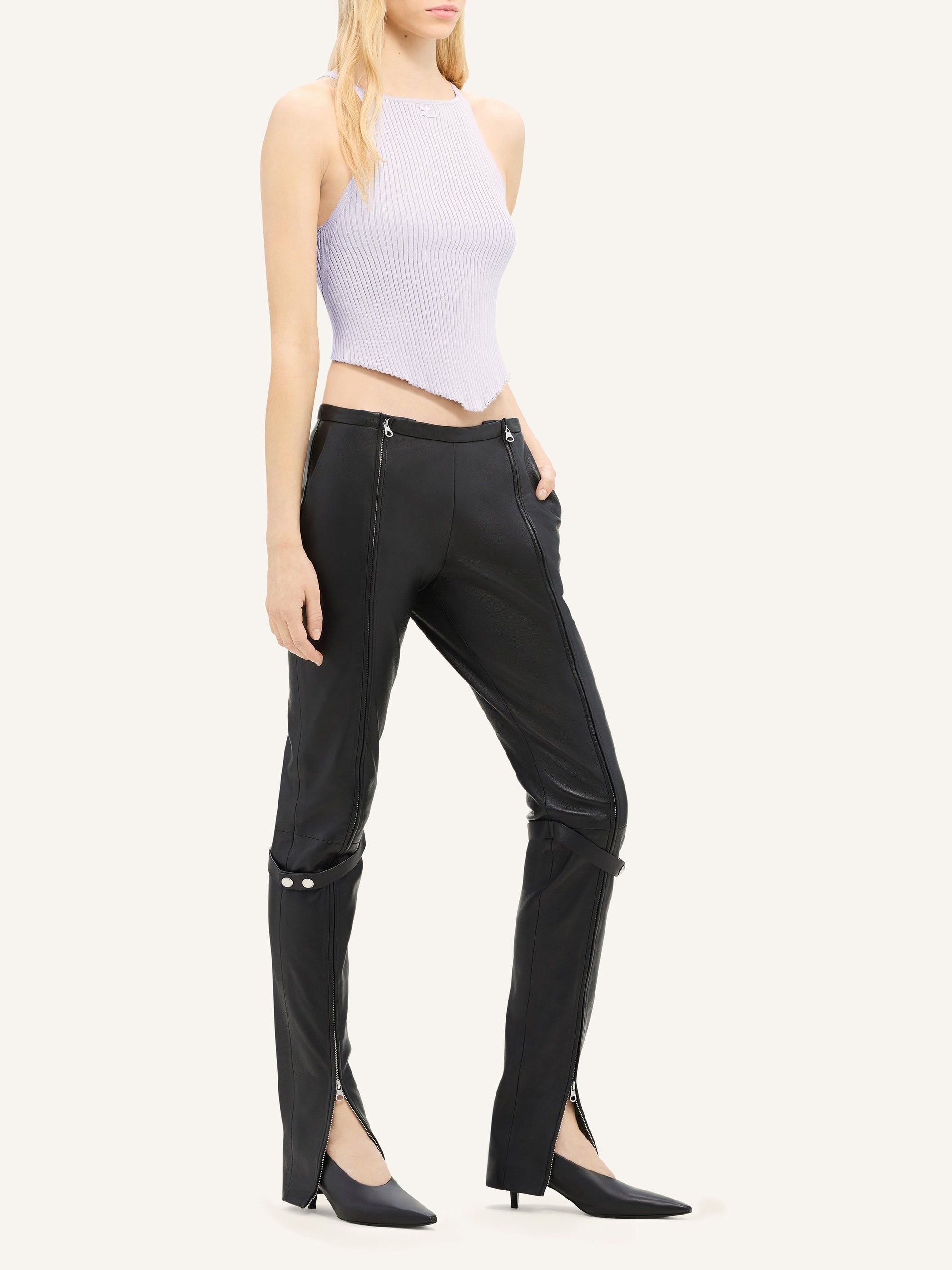 Rib knit pointy tank Top - Mist