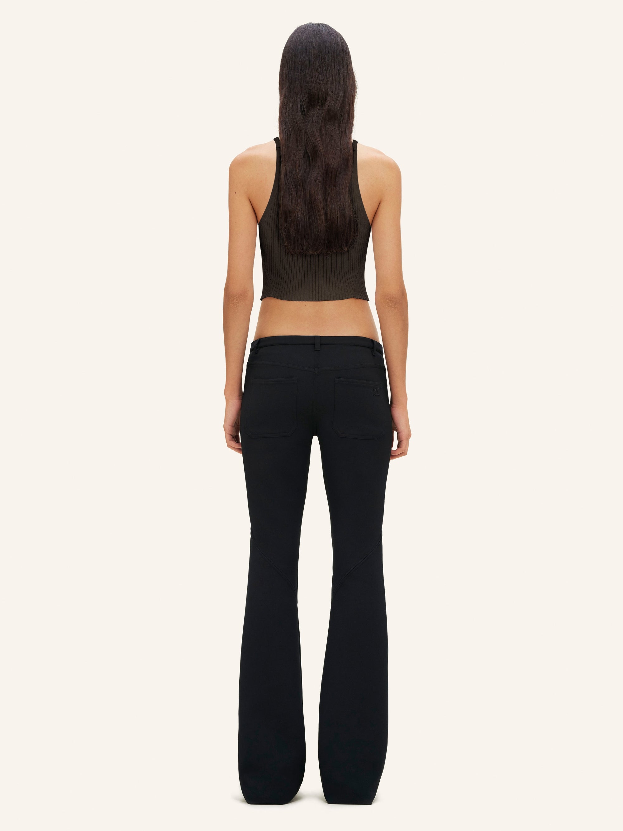 Rib knit pointy tank Top - Mud Brown