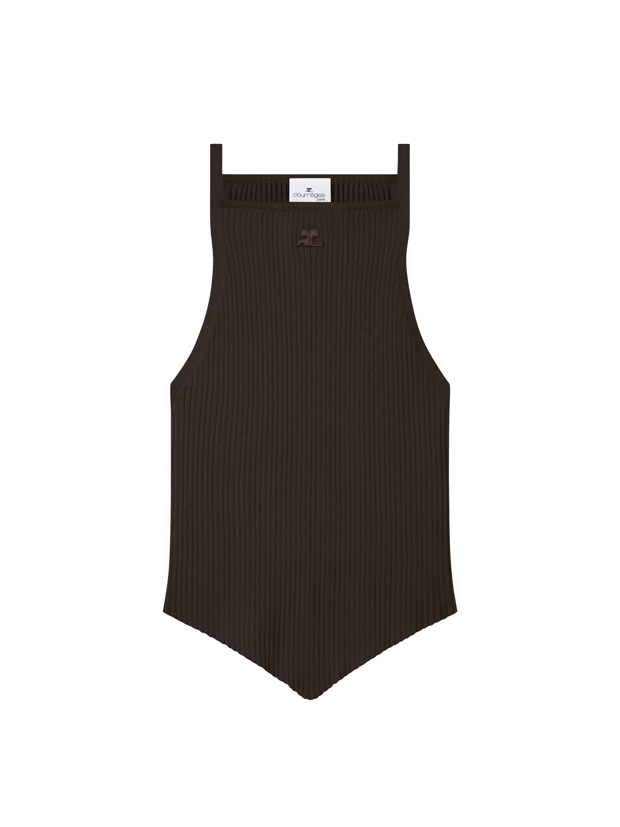Pointy rib knit tank Top - Mud Brown