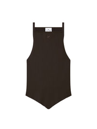 Rib knit pointy tank Top - Mud Brown