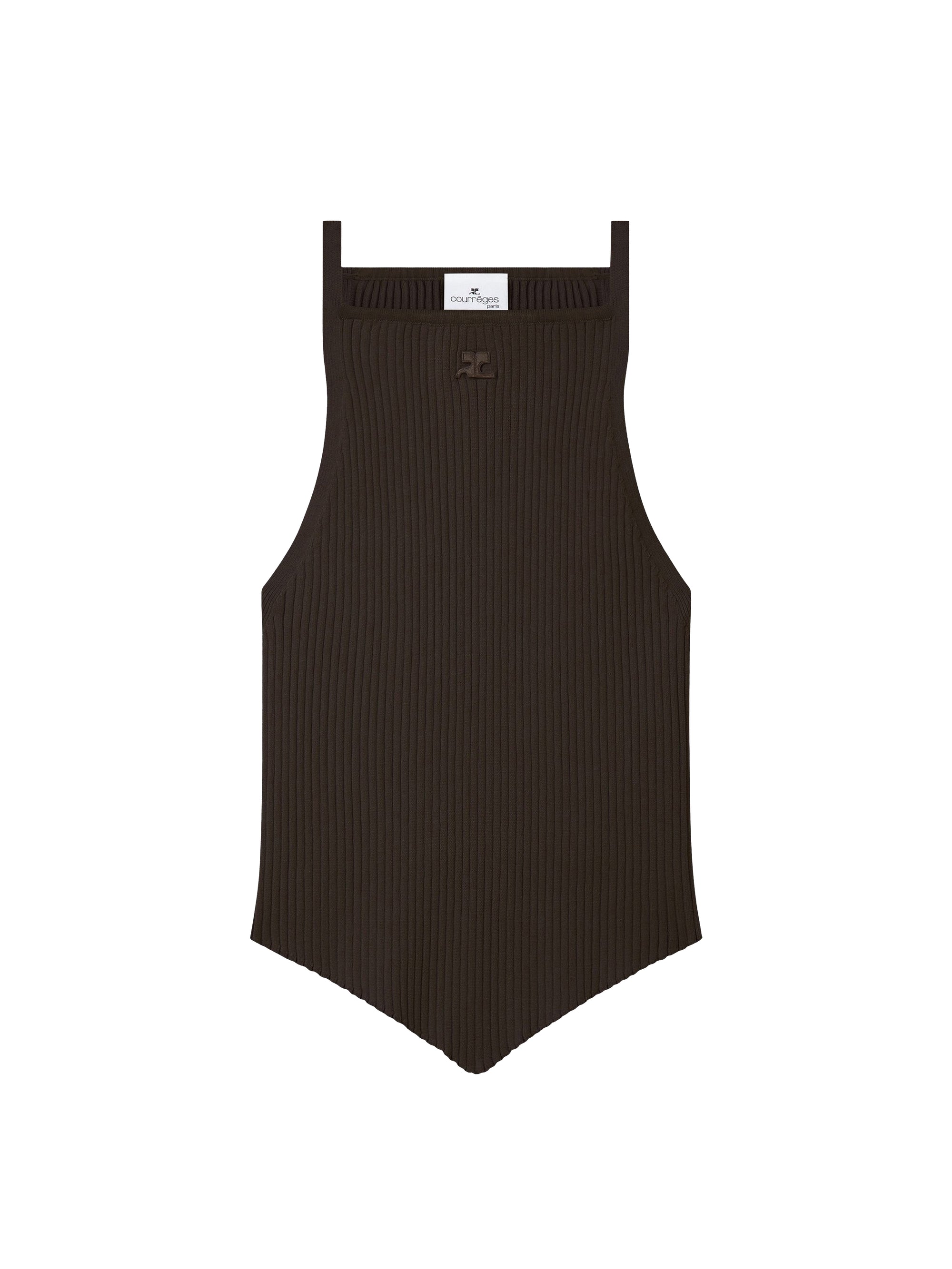 Rib knit pointy tank Top - Mud Brown