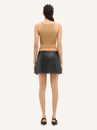 Rib knit pointy tank Top - Brown
