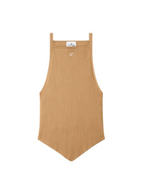 Rib knit pointy tank Top - Brown