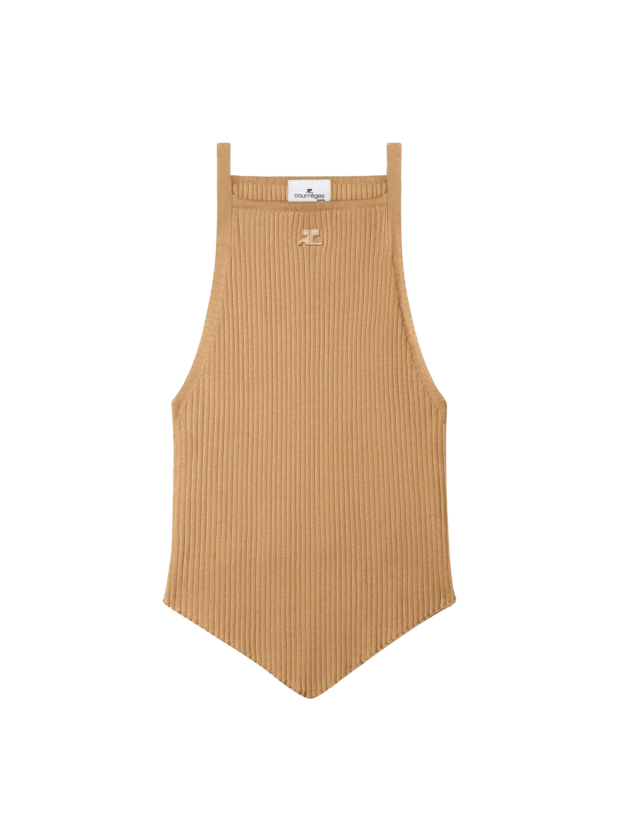Rib knit pointy tank Top - Brown