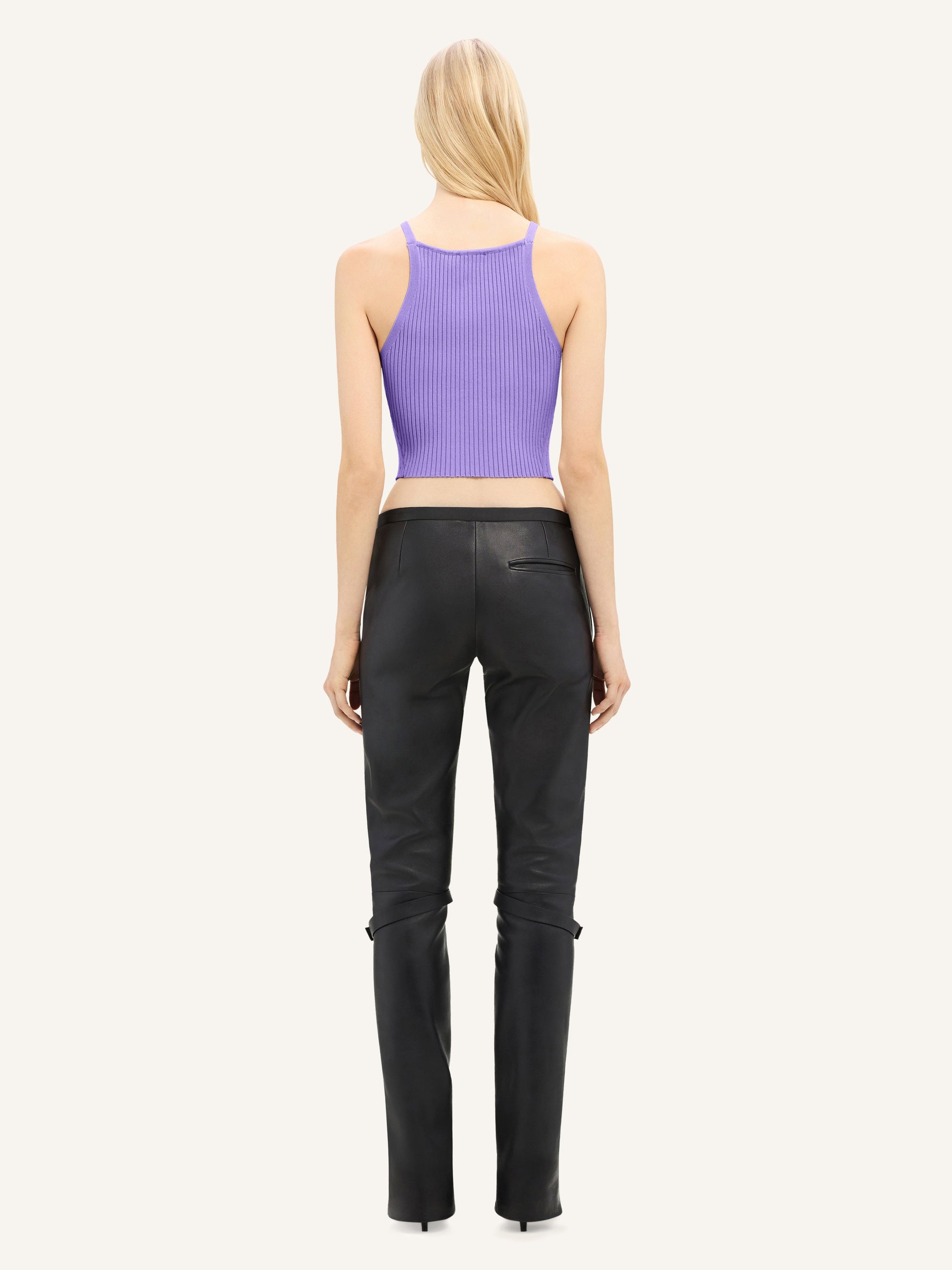 Pointy rib knit tank Top - Pure Purple