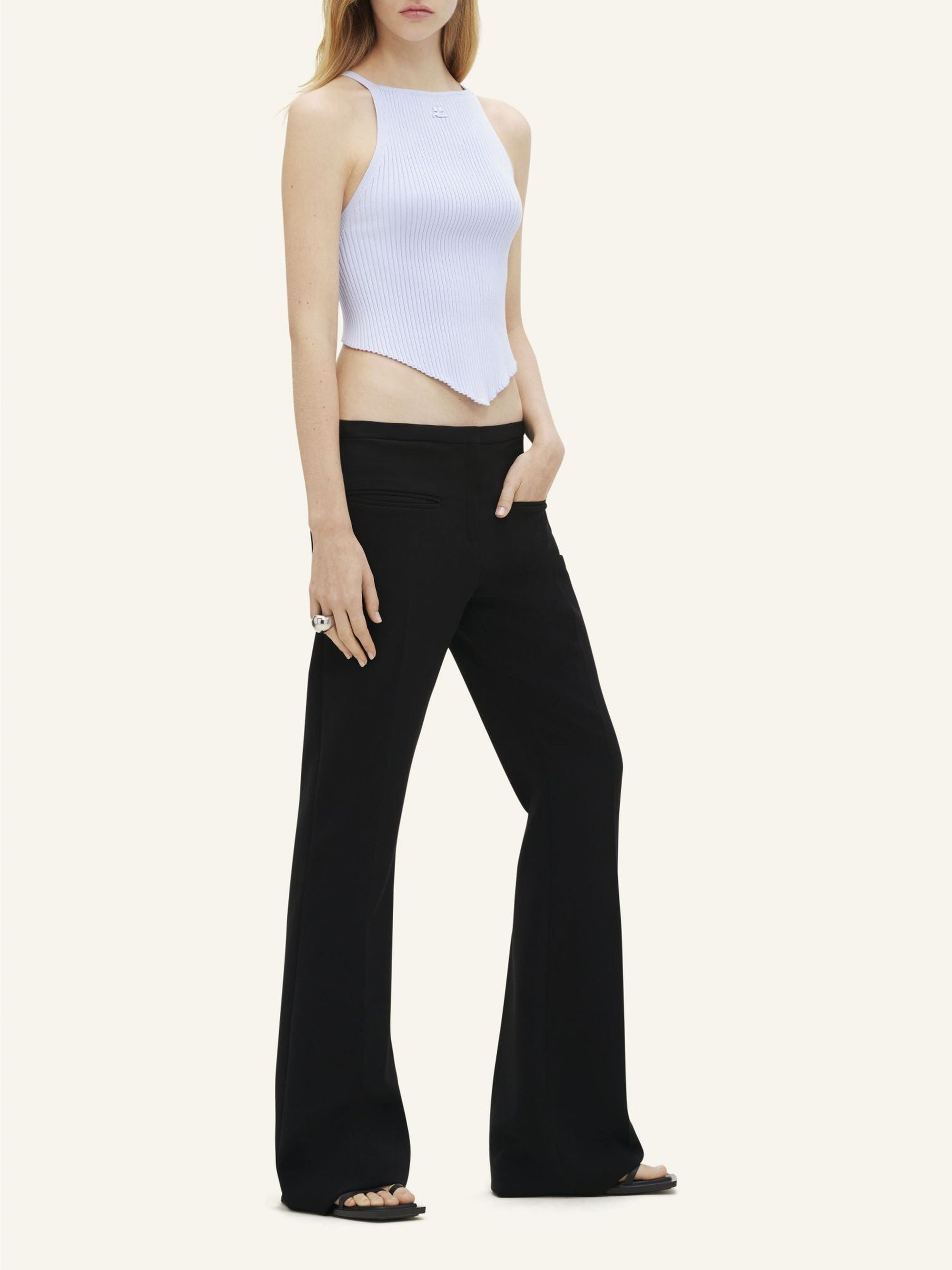 Rib knit pointy tank Top - Ether