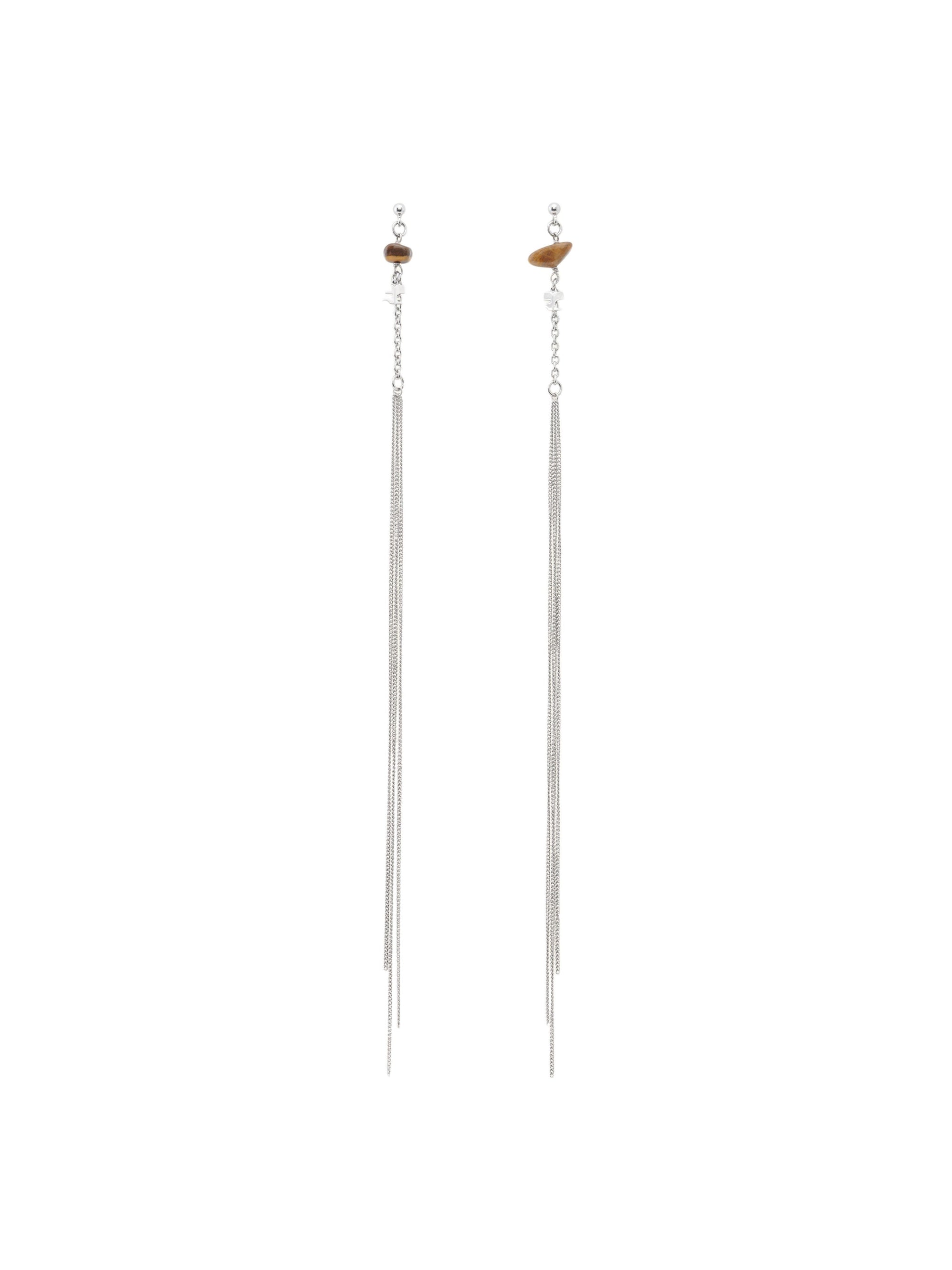 Stone chain Earring - Silver