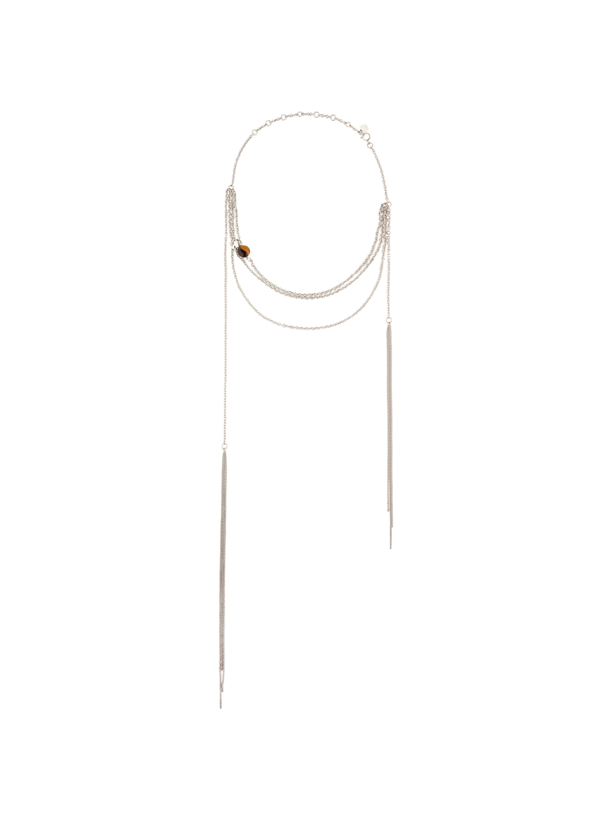 Stone chain Necklace - Silver