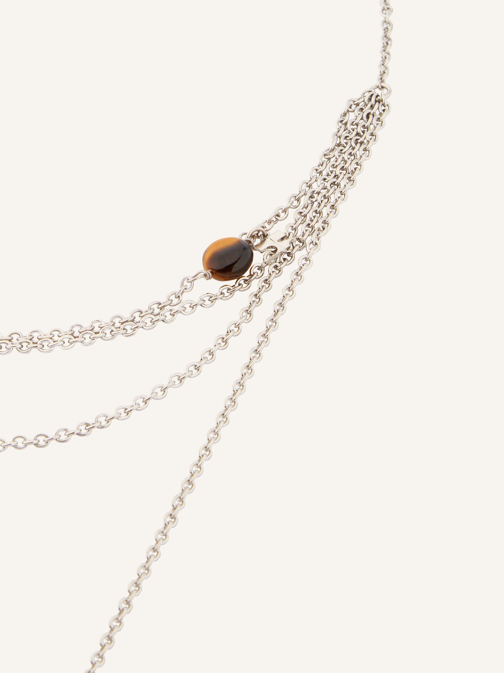 Stone chain Necklace - Silver