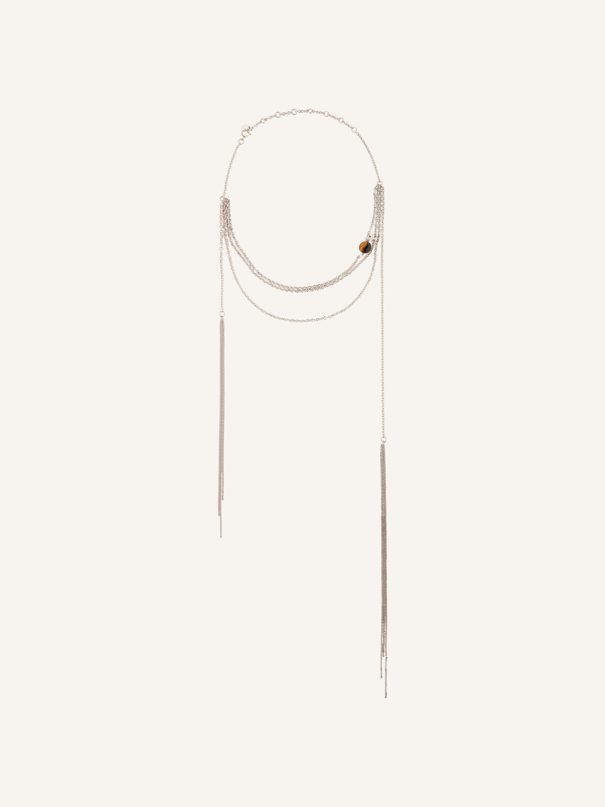 Stone chain Necklace - Silver