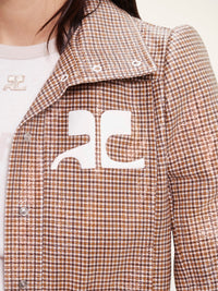 Checked vinyl Jacket - Brown & White