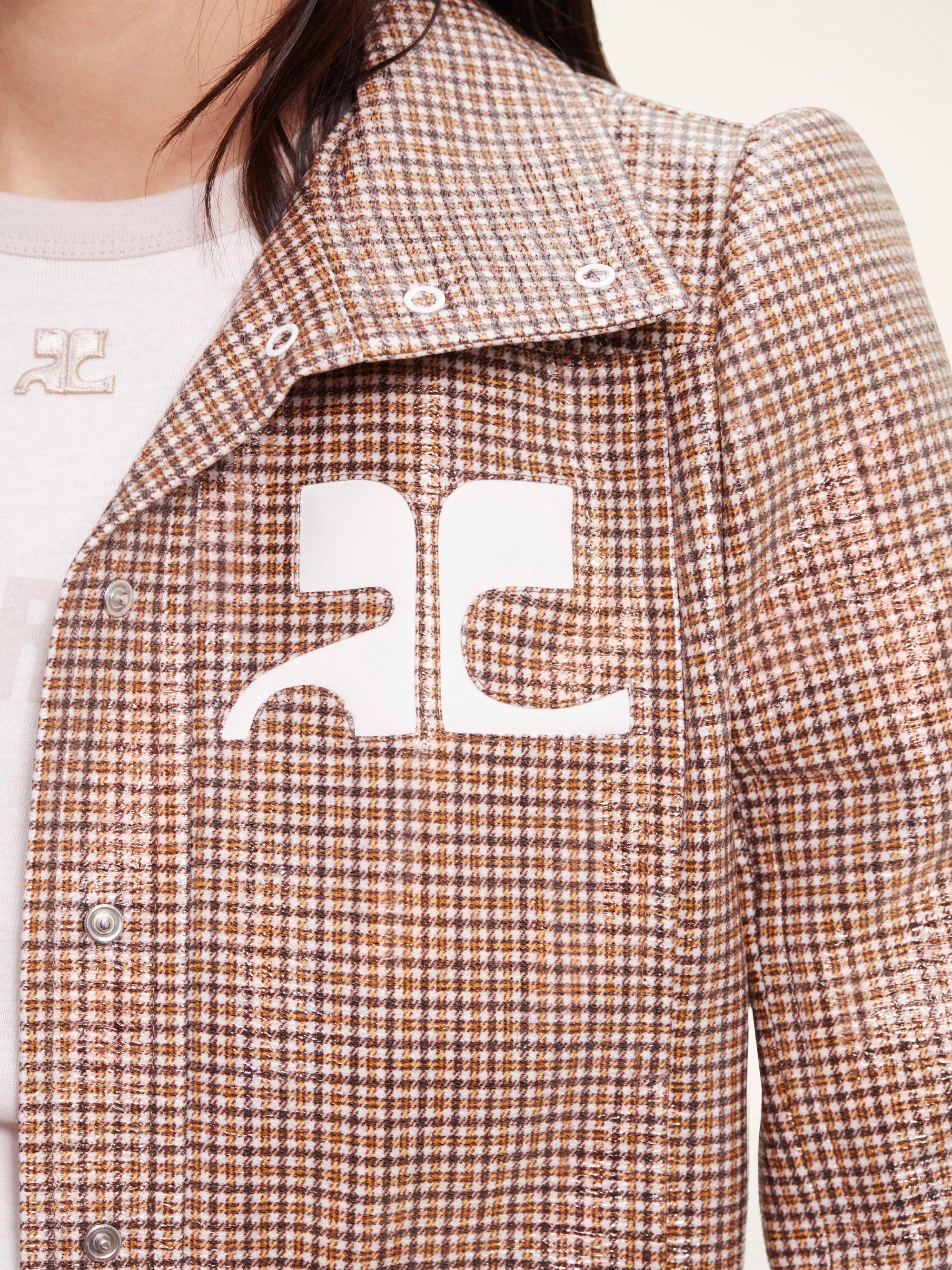 Checked vinyl Jacket - Brown & White