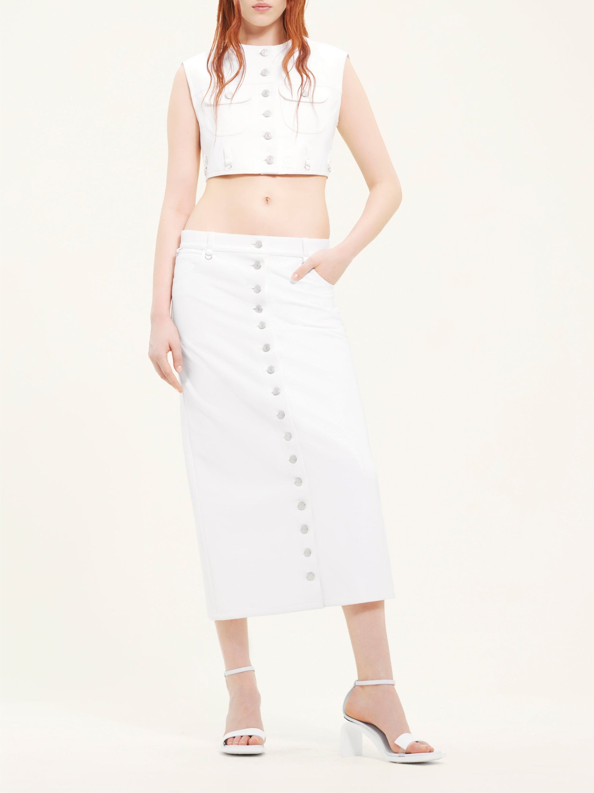 Multiflex vinyl cropped Vest - Heritage White