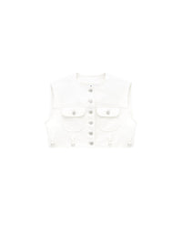 Multiflex vinyl cropped Vest - Heritage White