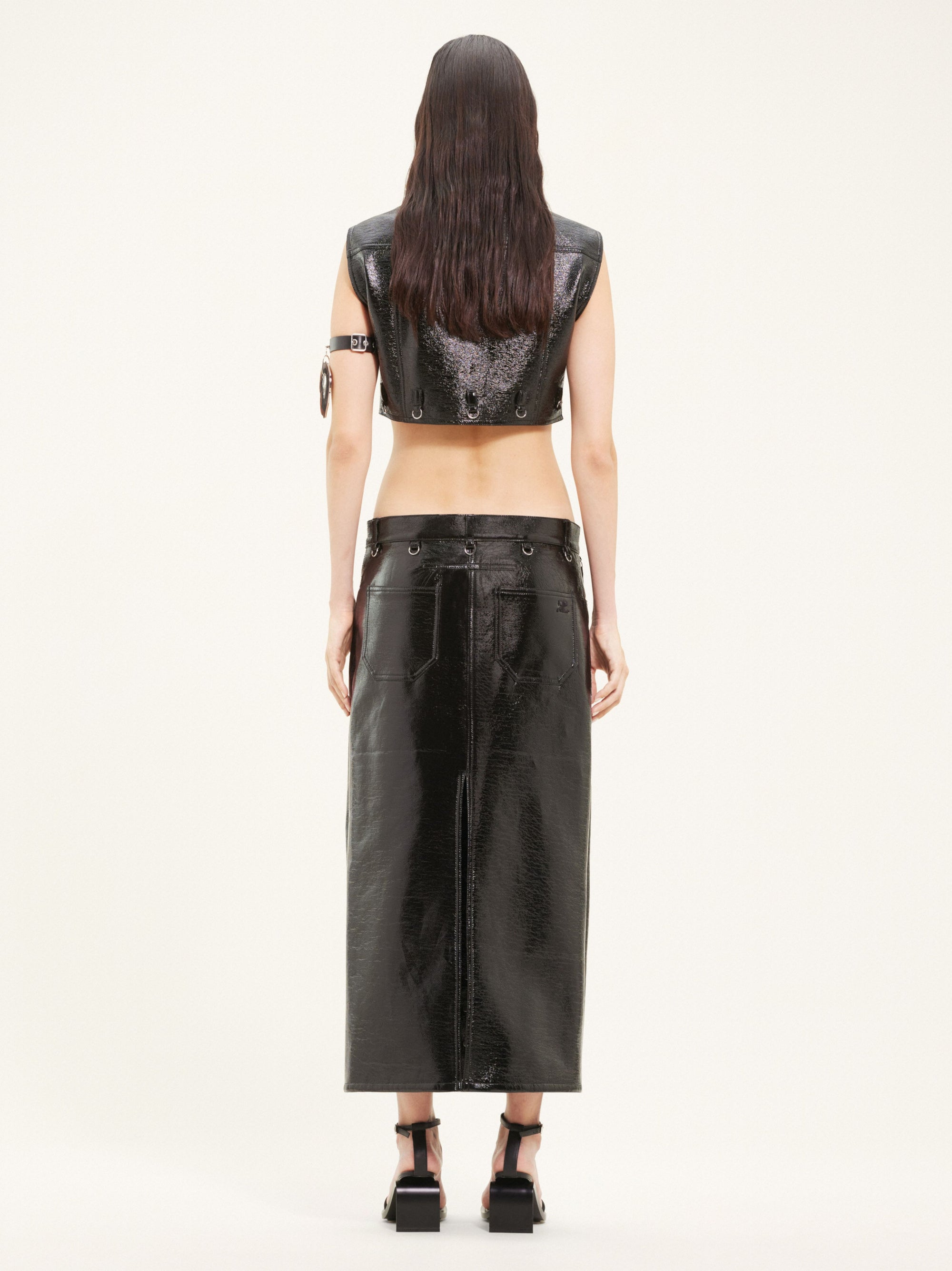 Multiflex vinyl cropped Vest - Black