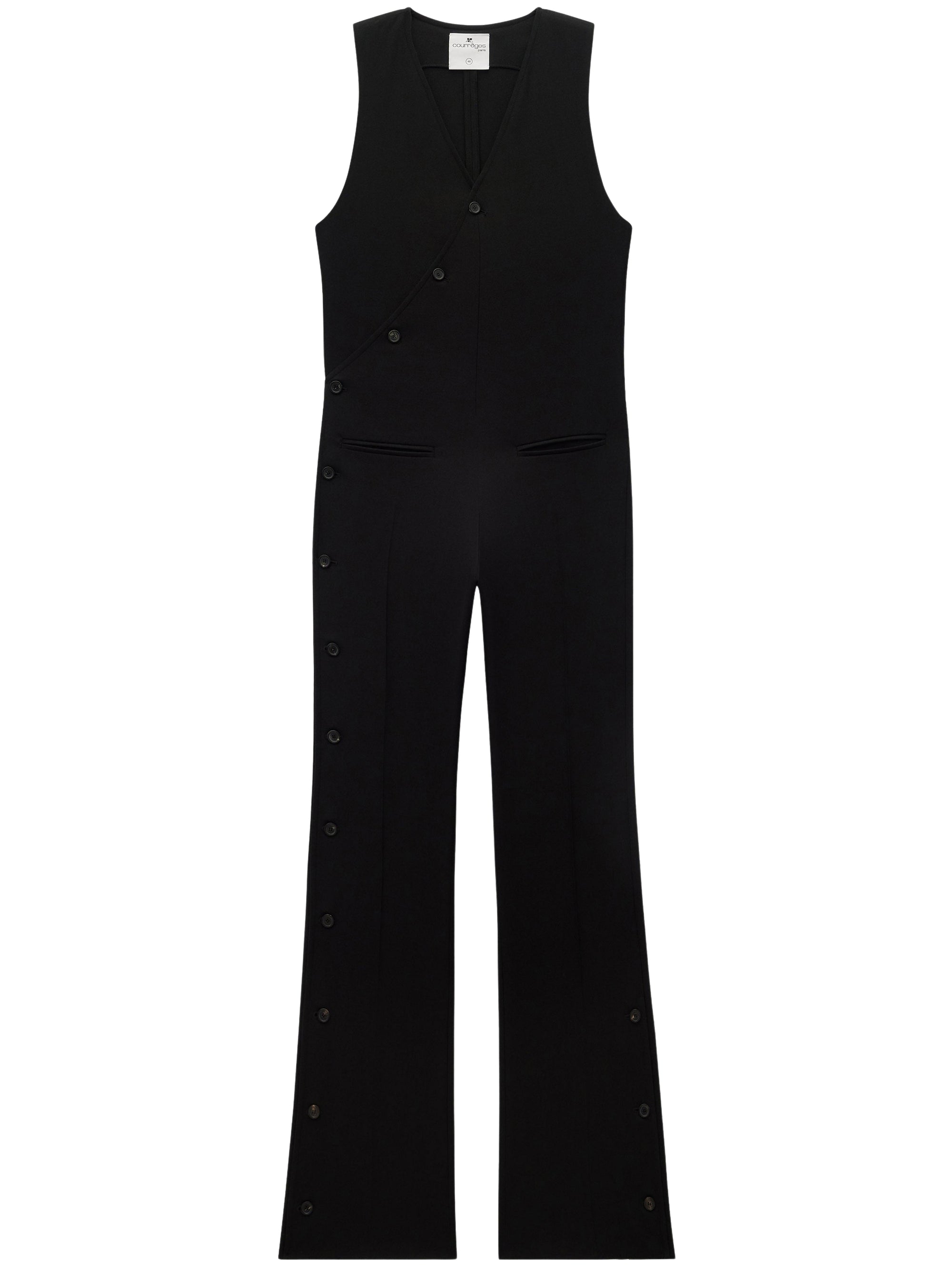 Multi snaps wool Jumpsuit - Black