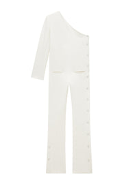Asymetrical heritage crepe Jumpsuit - White