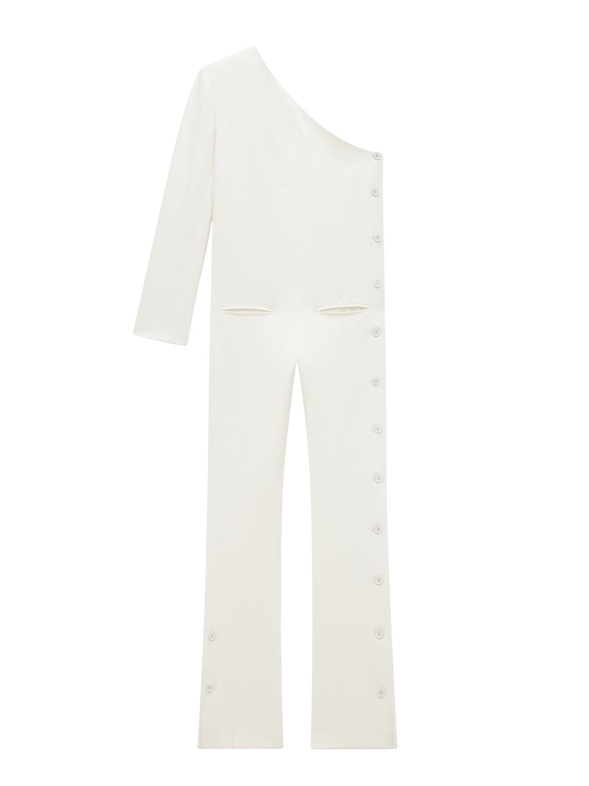 Asymetrical heritage crepe Jumpsuit - White