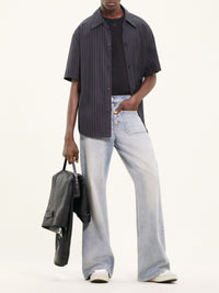Pinstripes poplin Shirt - Black