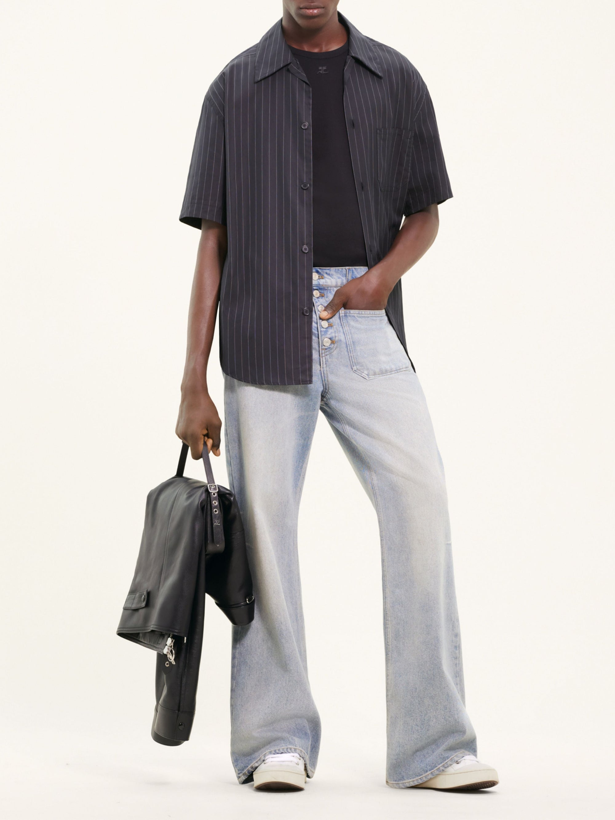 Pinstripes poplin Shirt - Black