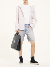 Hooded light twill Shirt - Lime Stone