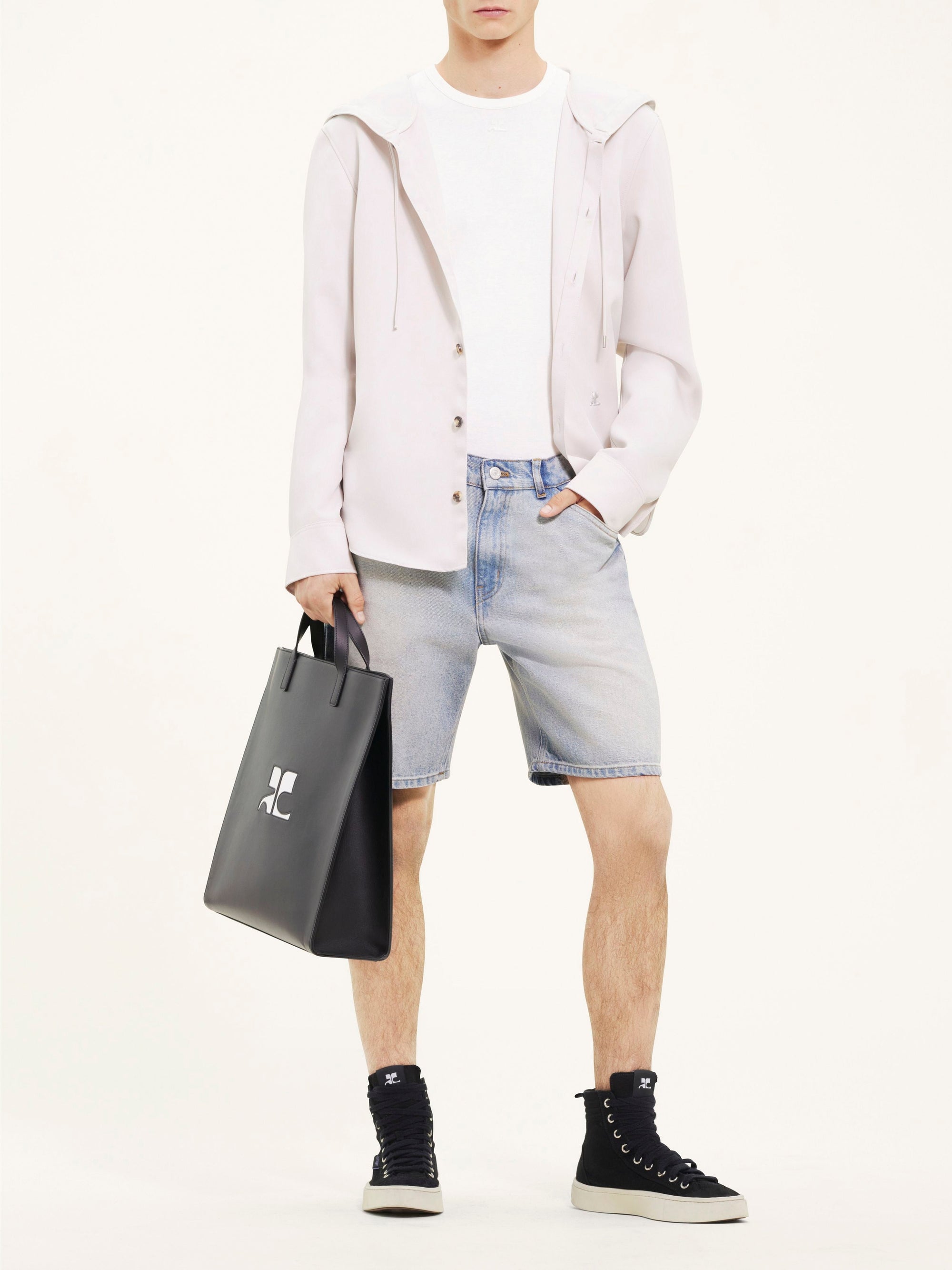 Hooded light twill Shirt - Lime Stone